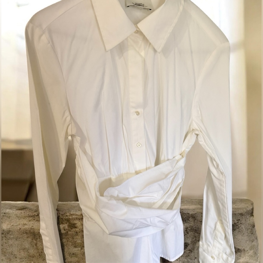 Loft Vintage white Poplin wrap blouse GUC